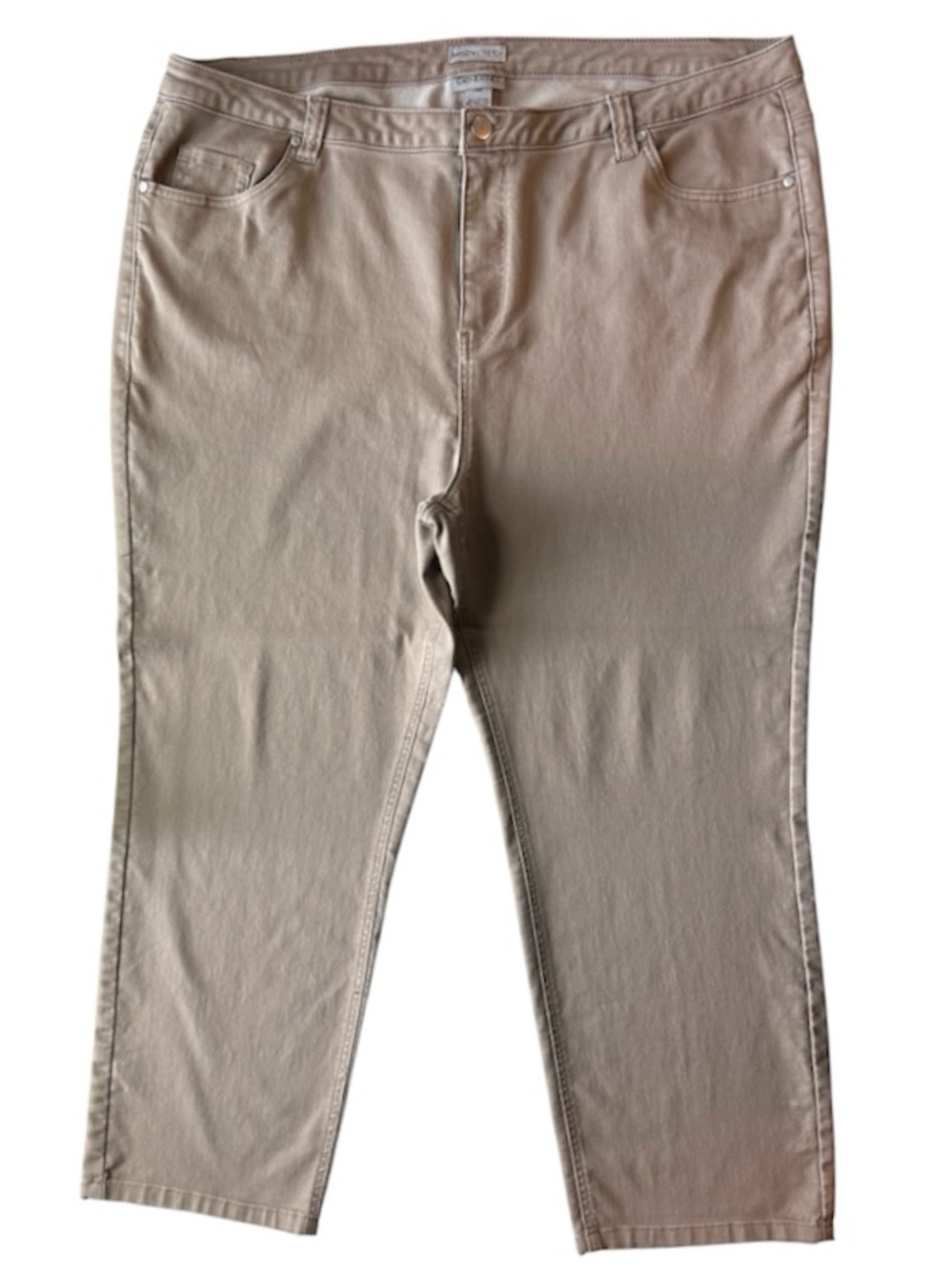 🎒 BTS SALE 📚 Catherines 28W Sateen Stretch Khaki Pants Beige Straight Leg Plus S